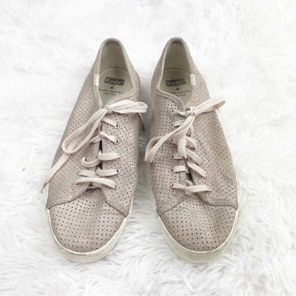 Kate Spade x Keds  Kickstart Rose Gold Shimmer Perforated Sneakers - Picture 3 of 11